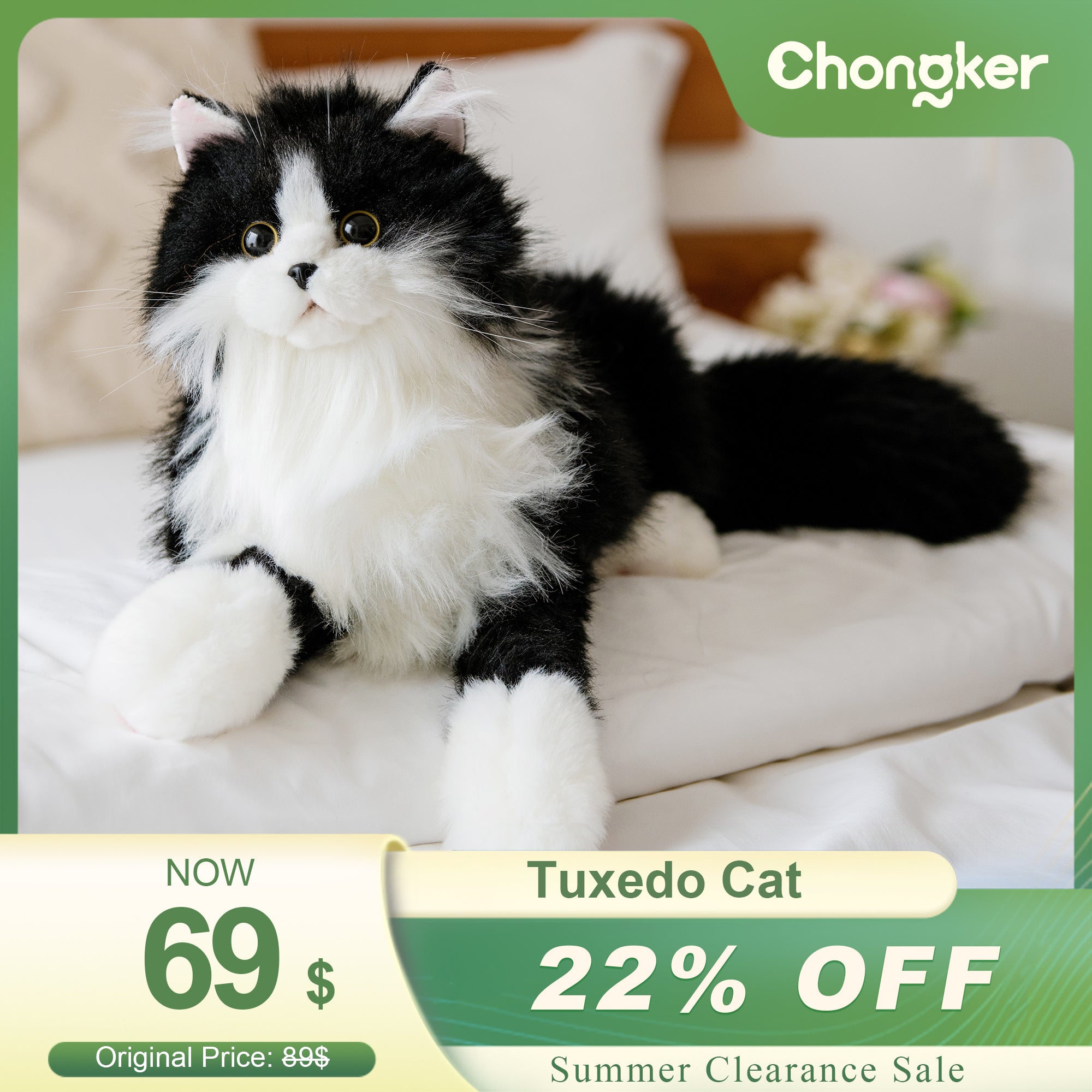 Tuxedo Cat Plush – Realistic Cat Toy for All-Age Cat Lovers