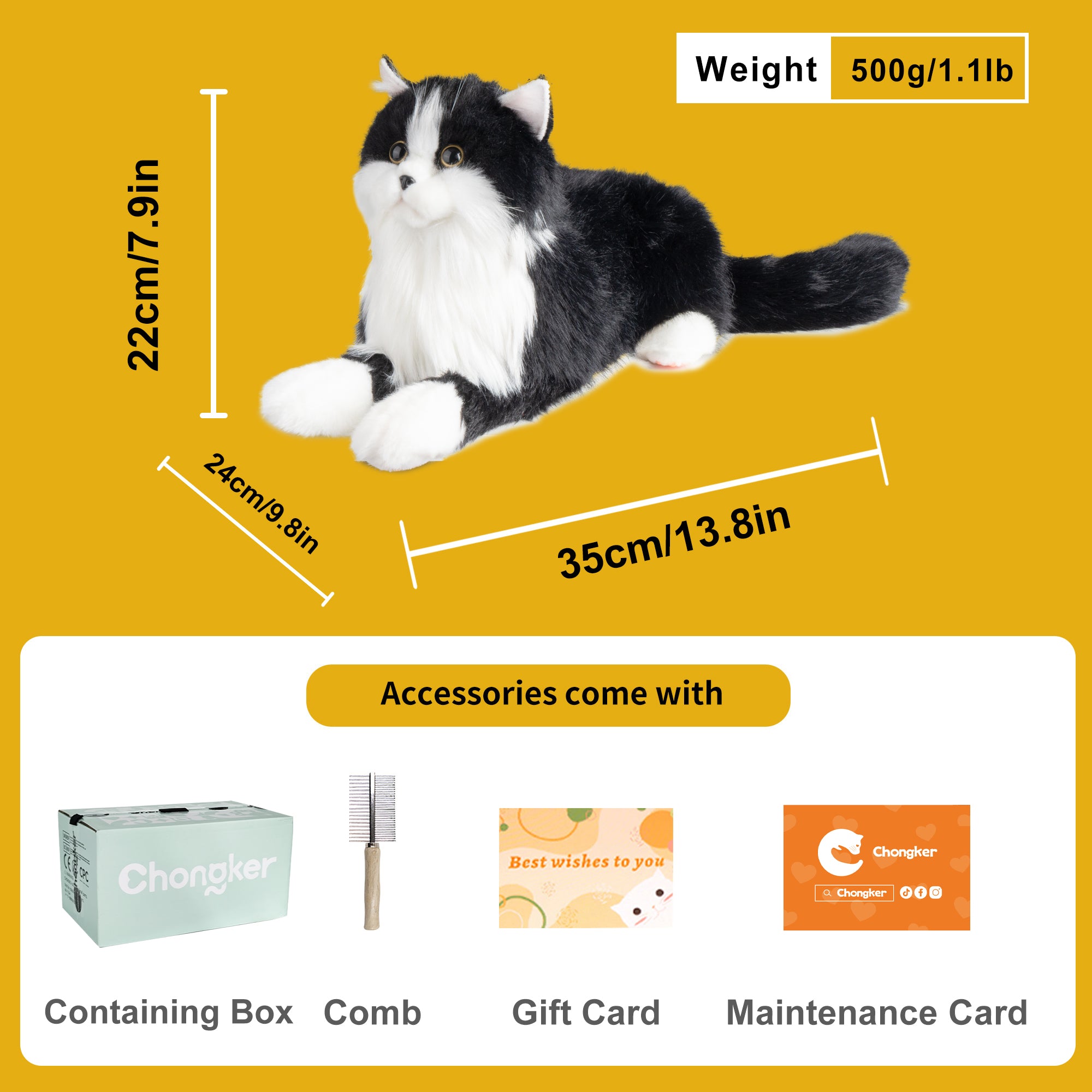 Tuxedo Cat Plush – Realistic Cat Toy for All-Age Cat Lovers