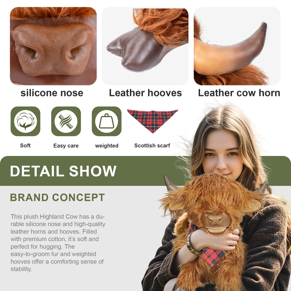 Highland Cow Plush – Weighted Toy for Kids & Adults